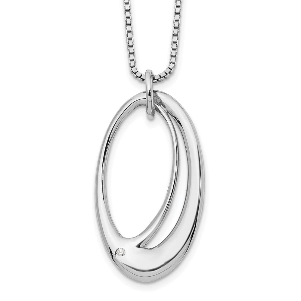 Sterling Silver White Ice Open Oval Diamond 20 inch Necklace