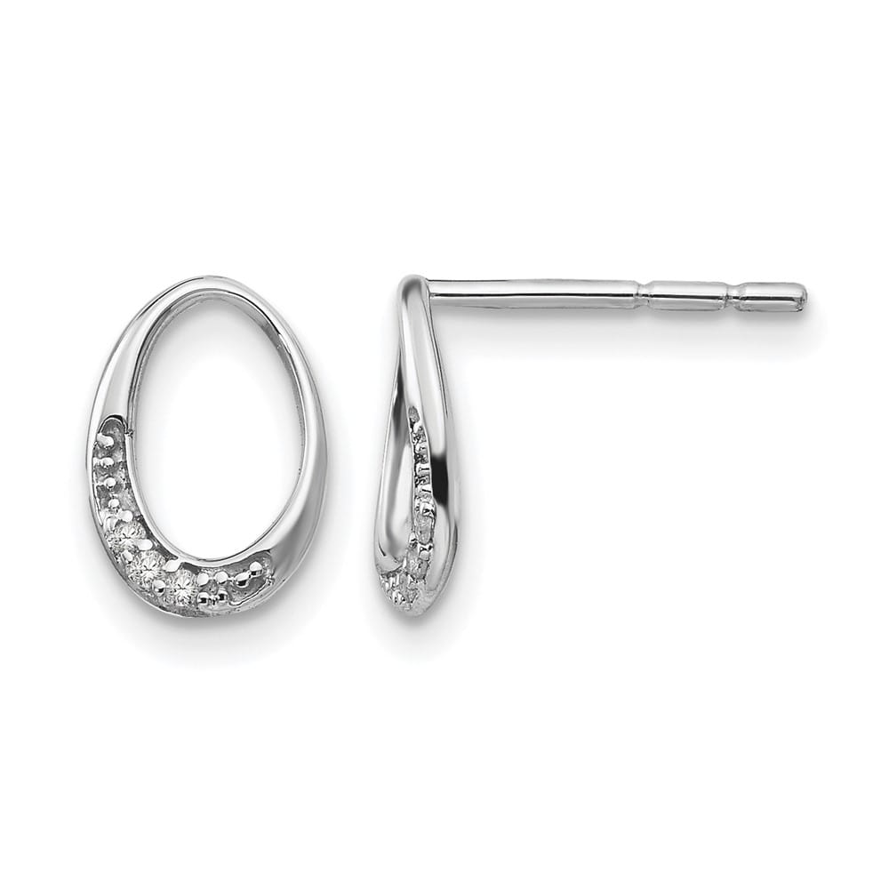 Sterling Silver White Ice Open Oval Diamond Post Earrings, view 1 of 7