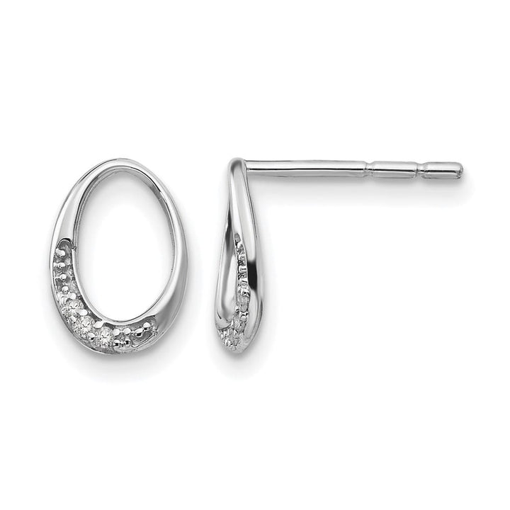 Sterling Silver White Ice Open Oval Diamond Post Earrings, view 1 of 7