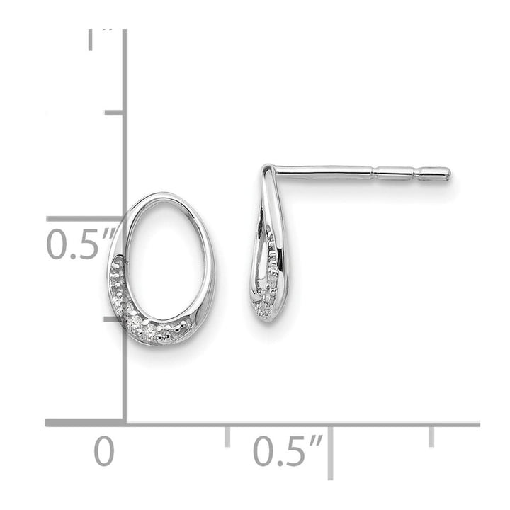 Sterling Silver White Ice Open Oval Diamond Post Earrings, view 4 of 7