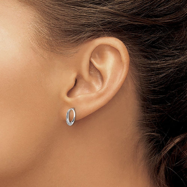 Sterling Silver White Ice Open Oval Diamond Post Earrings, view 3 of 7