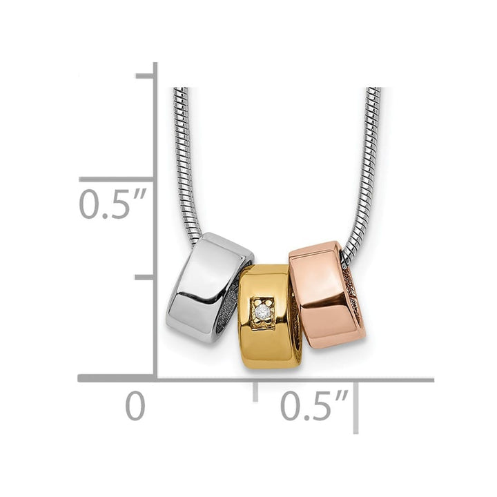 Sterling Silver White Ice Rose and Gold-tone Diamond 20 inch Necklace
