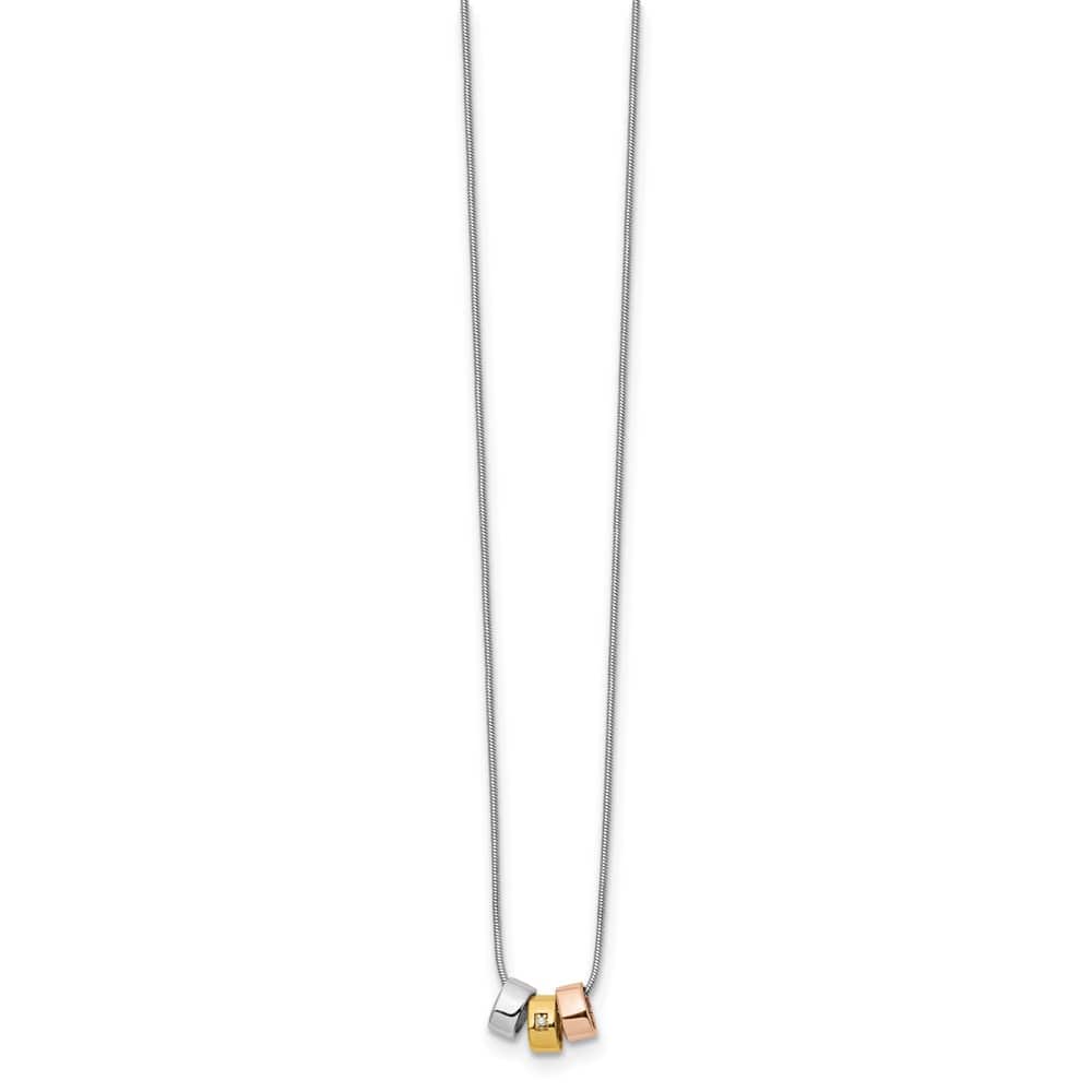 Sterling Silver White Ice Rose and Gold-tone Diamond 20 inch Necklace