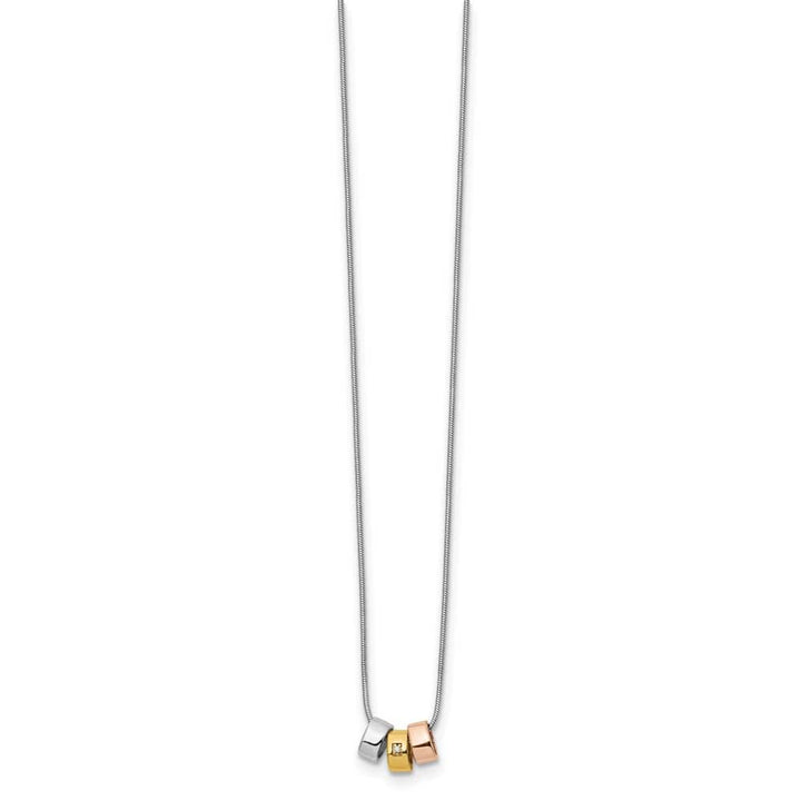 Sterling Silver White Ice Rose and Gold-tone Diamond 20 inch Necklace
