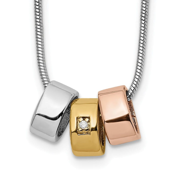 Sterling Silver White Ice Rose and Gold-tone Diamond 20 inch Necklace