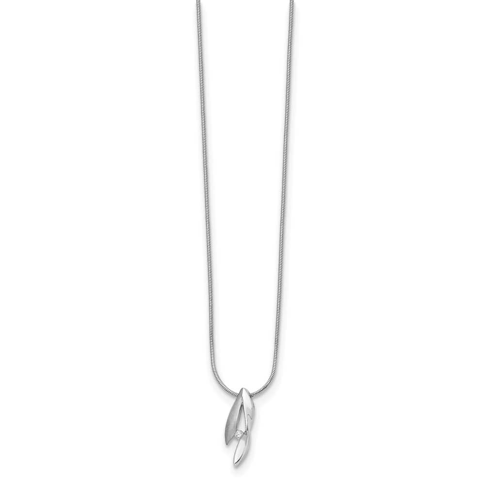 Sterling Silver White Ice Satin and Polished Diamond 20 inch Necklace