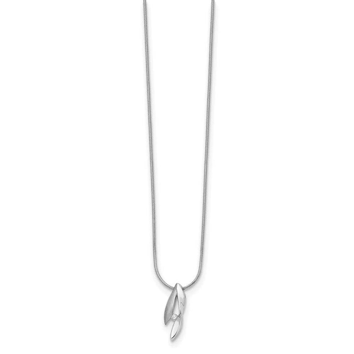Sterling Silver White Ice Satin and Polished Diamond 20 inch Necklace