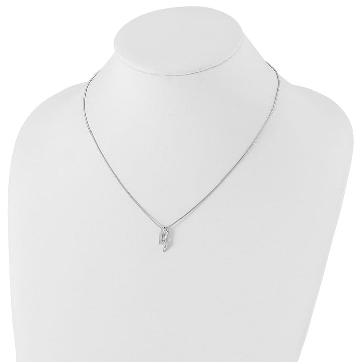 Sterling Silver White Ice Satin and Polished Diamond 20 inch Necklace