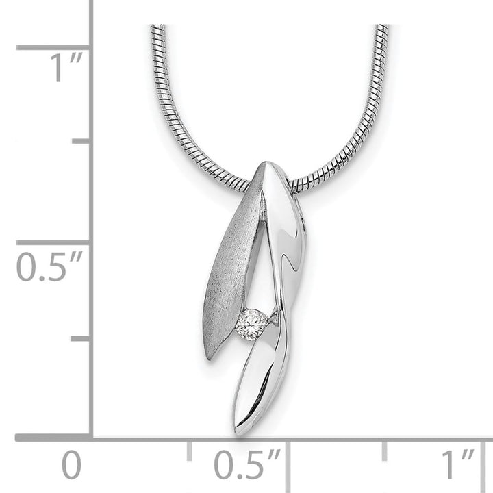 Sterling Silver White Ice Satin and Polished Diamond 20 inch Necklace