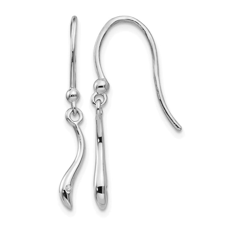Sterling Silver White Ice Swirl Diamond Shepherd Hook Dangle Earrings, view 1 of 7