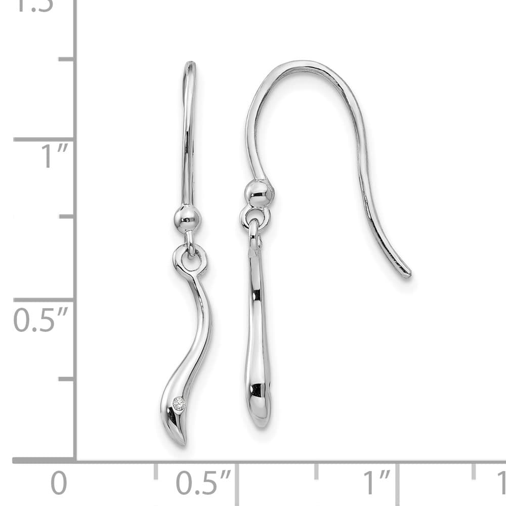 Sterling Silver White Ice Swirl Diamond Shepherd Hook Dangle Earrings, view 4 of 7