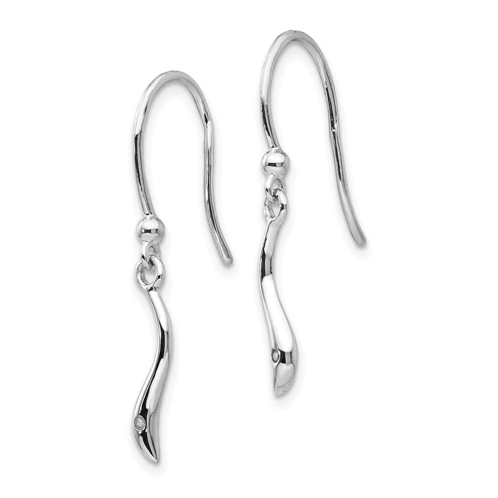 Sterling Silver White Ice Swirl Diamond Shepherd Hook Dangle Earrings, view 2 of 7