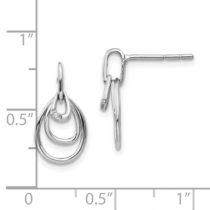Sterling Silver White Ice Teardrop Diamond Post Dangle Earrings, view 4 of 7