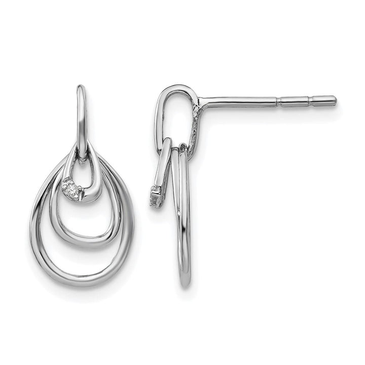 Sterling Silver White Ice Teardrop Diamond Post Dangle Earrings, view 1 of 7