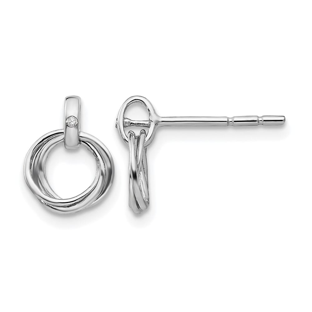 Sterling Silver White Ice Three Ring Diamond Post Earrings, view 1 of 7