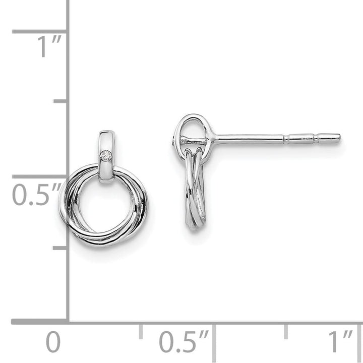 Sterling Silver White Ice Three Ring Diamond Post Earrings, view 4 of 7