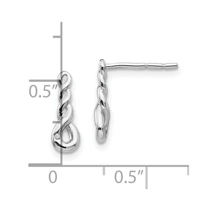Sterling Silver White Ice Twisted Diamond Post Dangle Earrings, view 4 of 7
