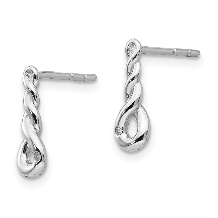 Sterling Silver White Ice Twisted Diamond Post Dangle Earrings, view 2 of 7
