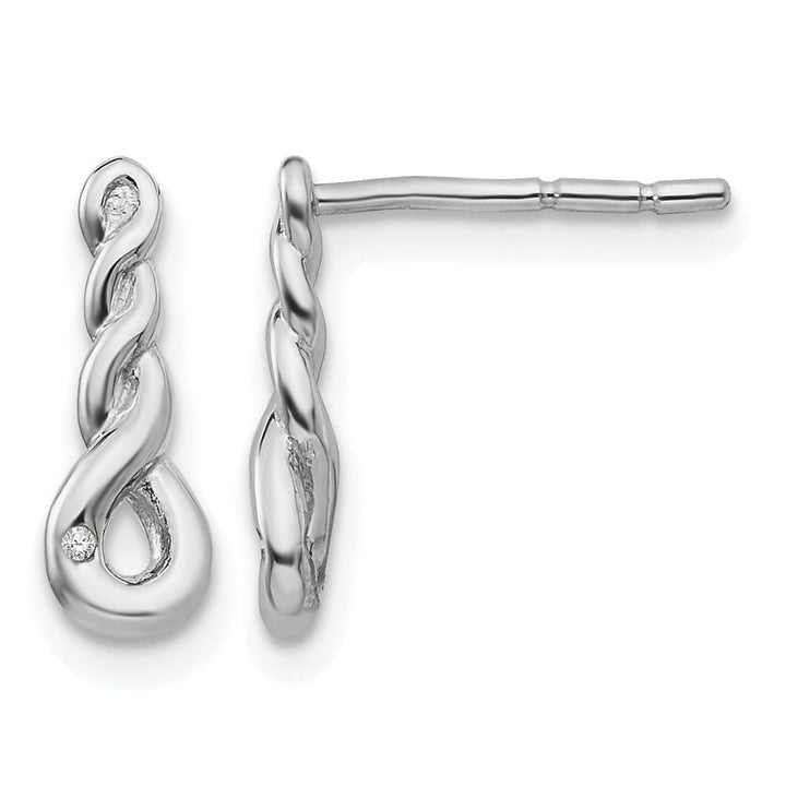 Sterling Silver White Ice Twisted Diamond Post Dangle Earrings, view 1 of 7