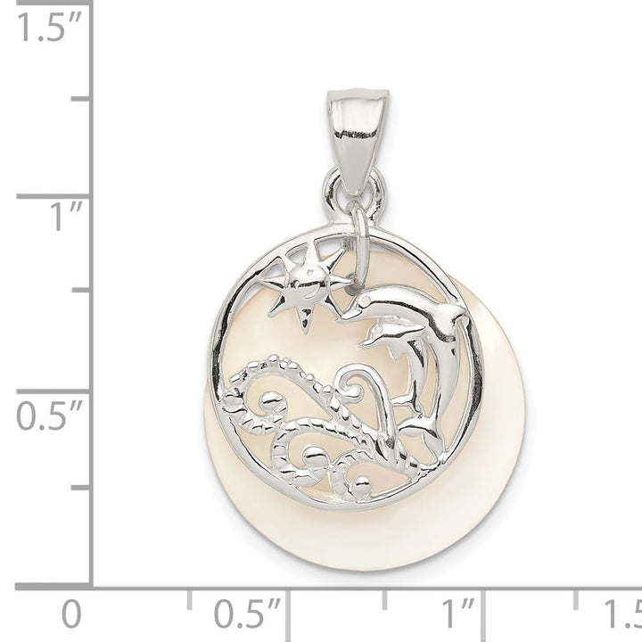 Sterling Silver White Mother of Pearl Dolphin Pendant