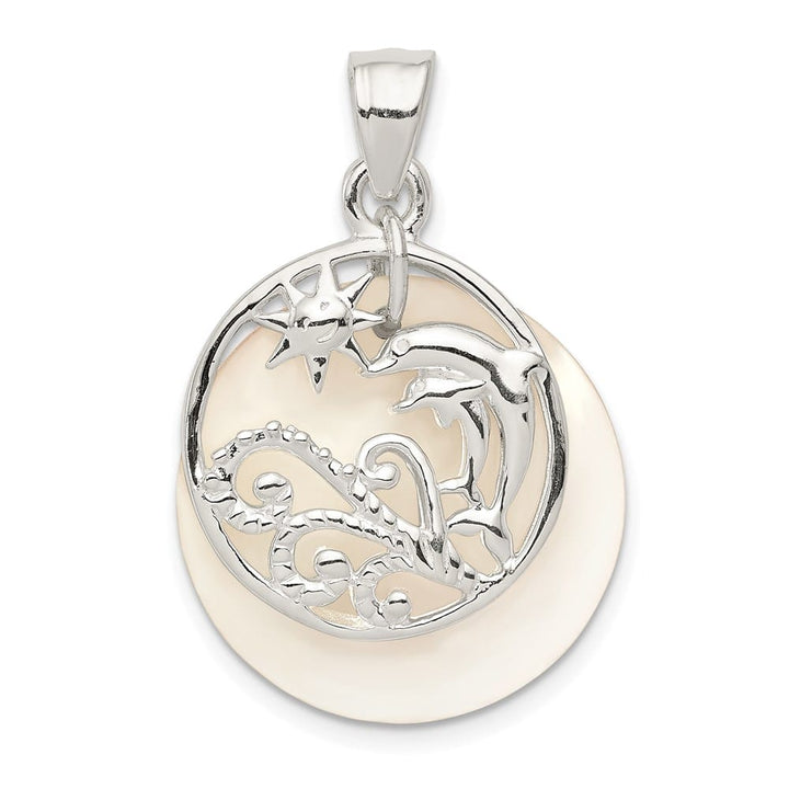 Sterling Silver White Mother of Pearl Dolphin Pendant