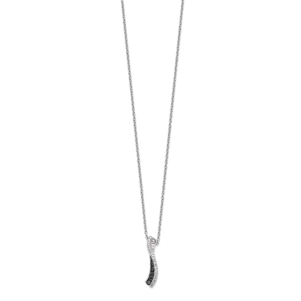 Sterling Silver White Night Black and White Diamond 18 inch Necklace