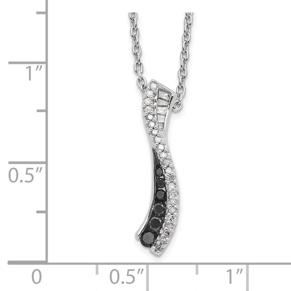 Sterling Silver White Night Black and White Diamond 18 inch Necklace