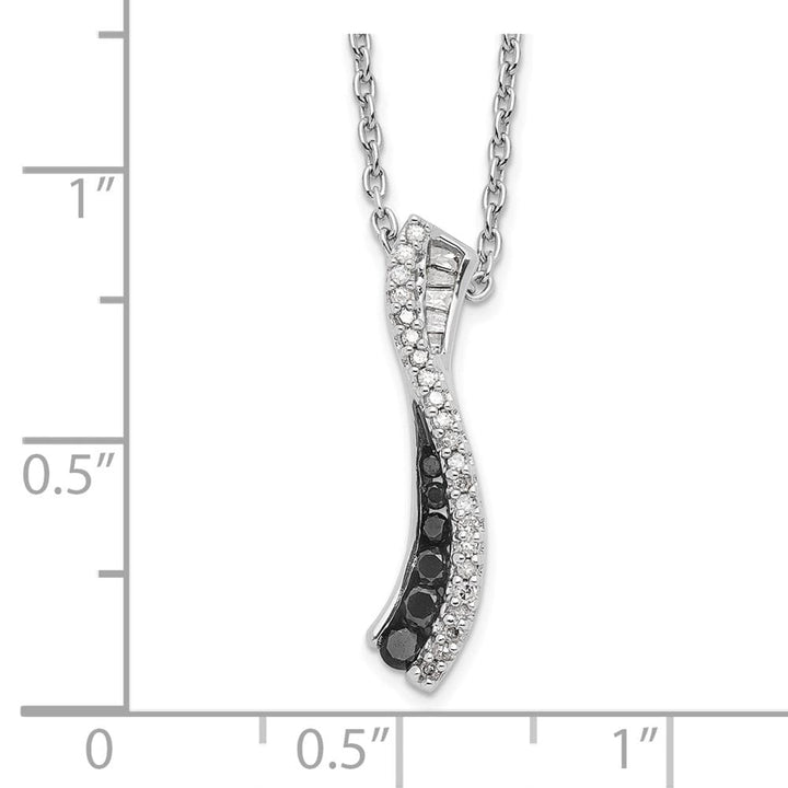 Sterling Silver White Night Black and White Diamond 18 inch Necklace