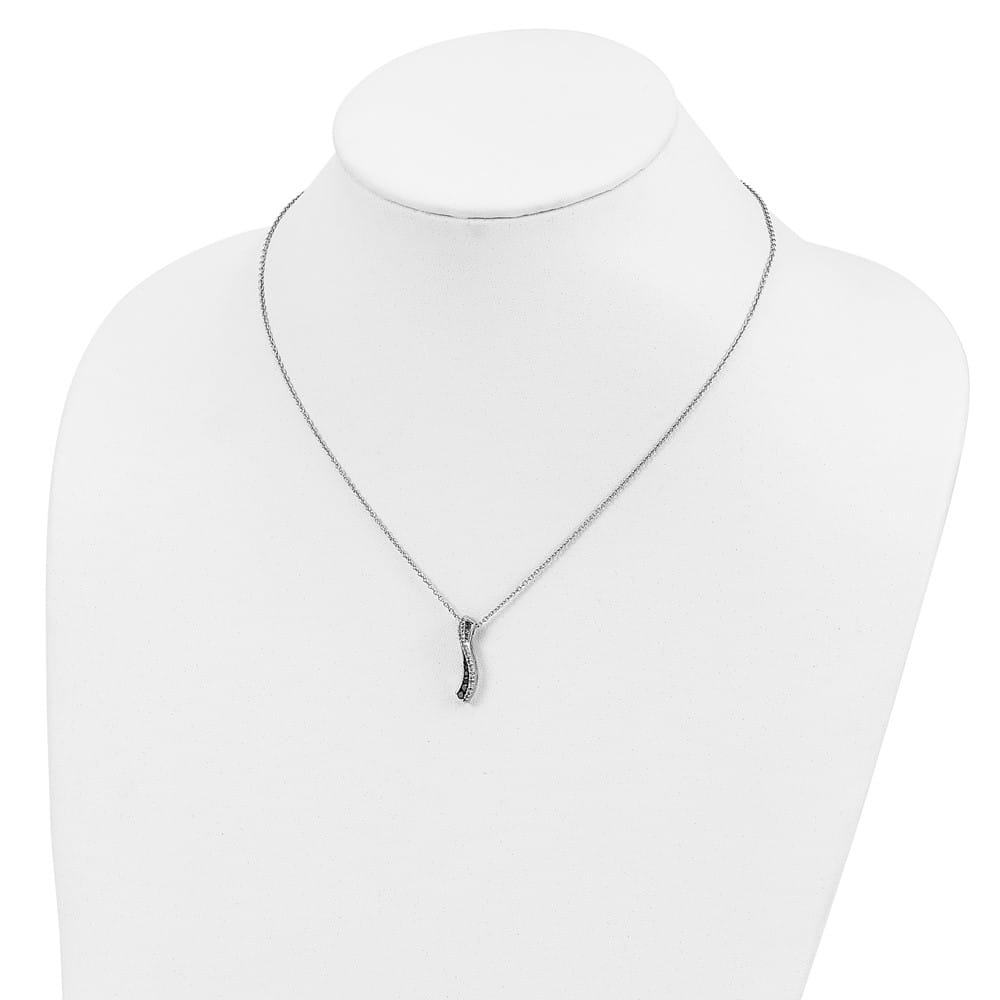 Sterling Silver White Night Black and White Diamond 18 inch Necklace
