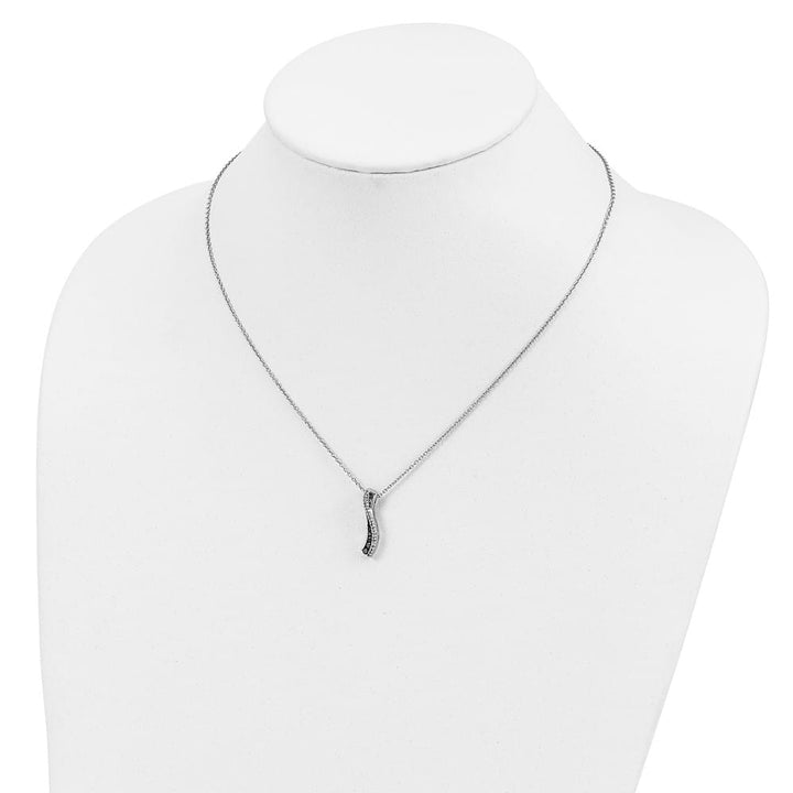 Sterling Silver White Night Black and White Diamond 18 inch Necklace
