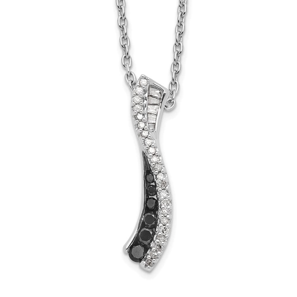 Sterling Silver White Night Black and White Diamond 18 inch Necklace