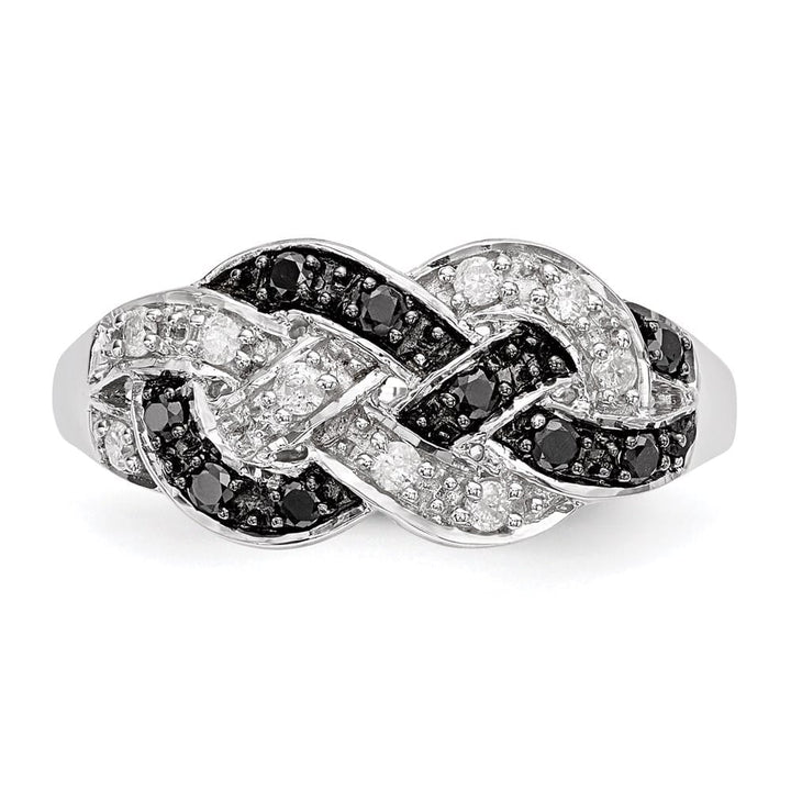 Sterling Silver White Night Black and White Diamond Intertwined Ring