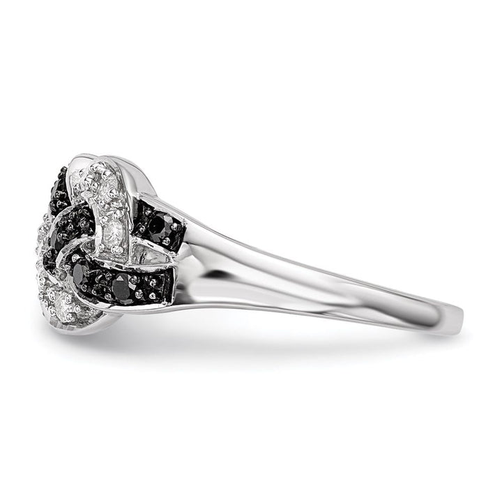 Sterling Silver White Night Black and White Diamond Intertwined Ring