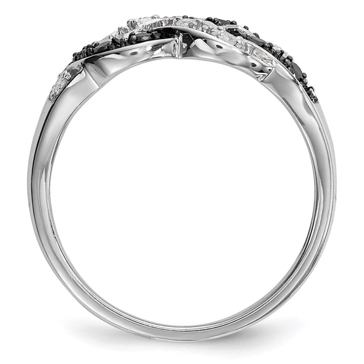 Sterling Silver White Night Black and White Diamond Intertwined Ring