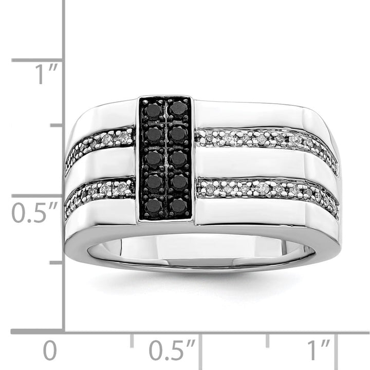 Sterling Silver White Night Black and White Diamond Men's Ring