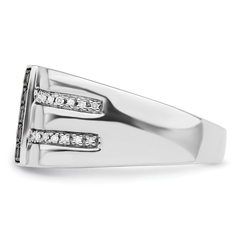 Sterling Silver White Night Black and White Diamond Men's Ring