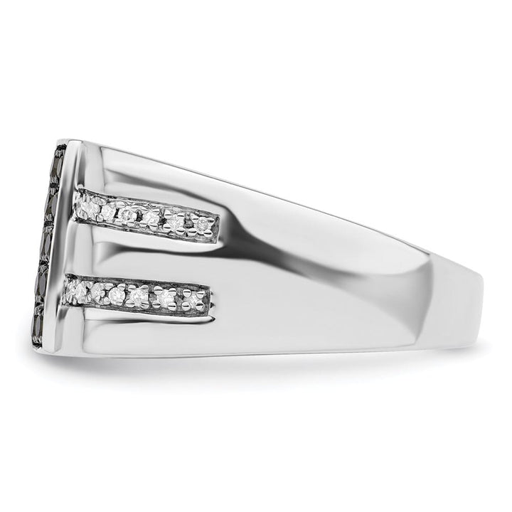 Sterling Silver White Night Black and White Diamond Men's Ring