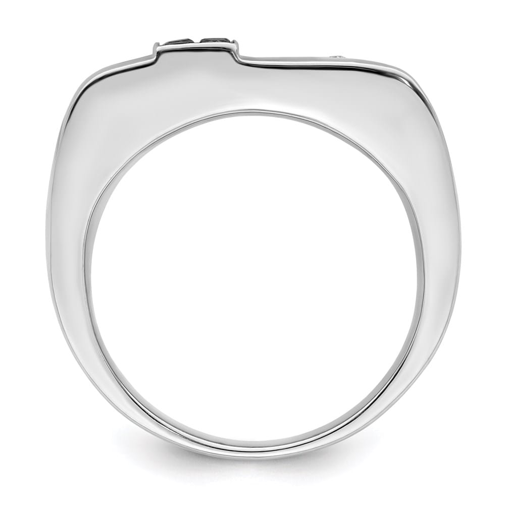 Sterling Silver White Night Black and White Diamond Men's Ring