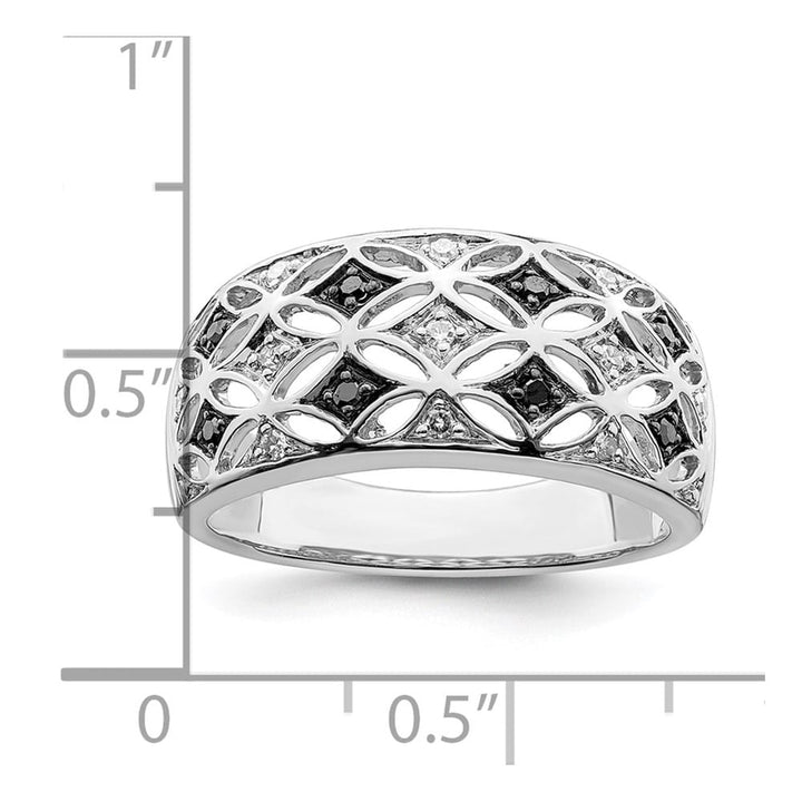 Sterling Silver White Night Black and White Diamond Ring