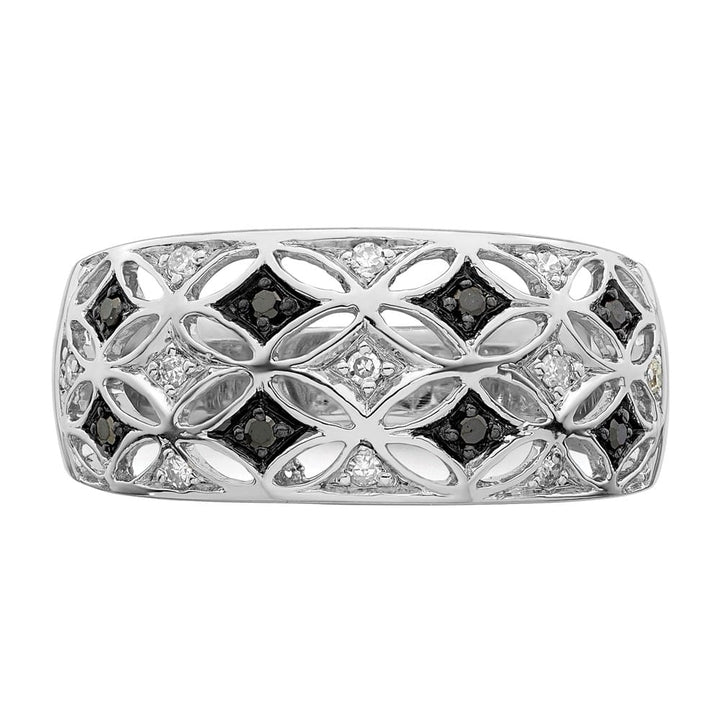Sterling Silver White Night Black and White Diamond Ring