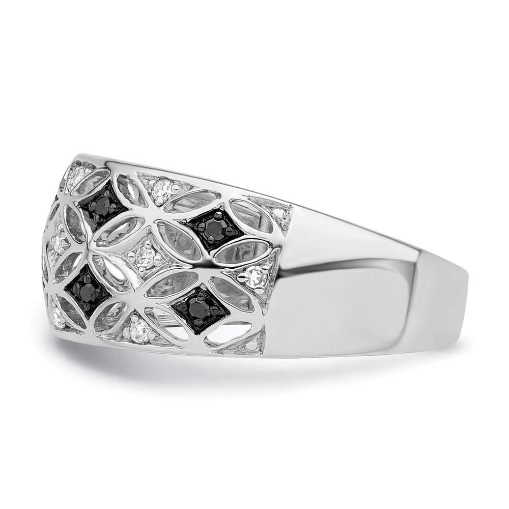 Sterling Silver White Night Black and White Diamond Ring