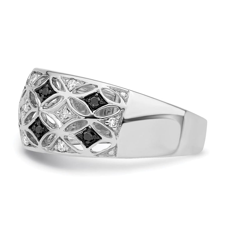 Sterling Silver White Night Black and White Diamond Ring