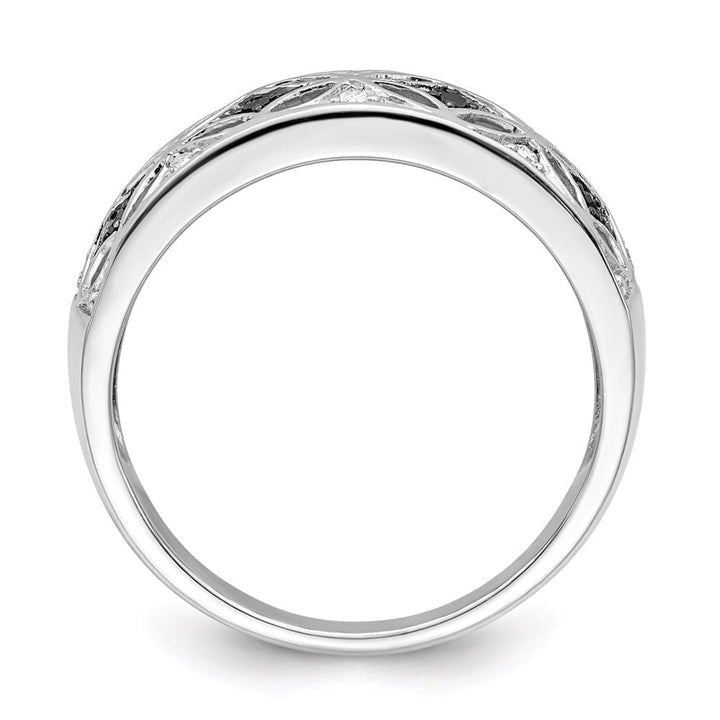 Sterling Silver White Night Black and White Diamond Ring