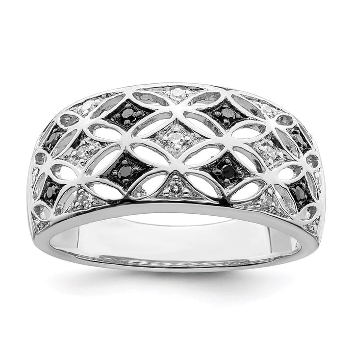 Sterling Silver White Night Black and White Diamond Ring
