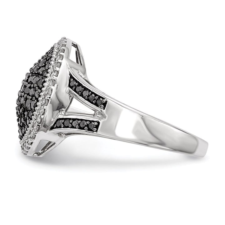 Sterling Silver White Night Black and White Diamond Round Ring