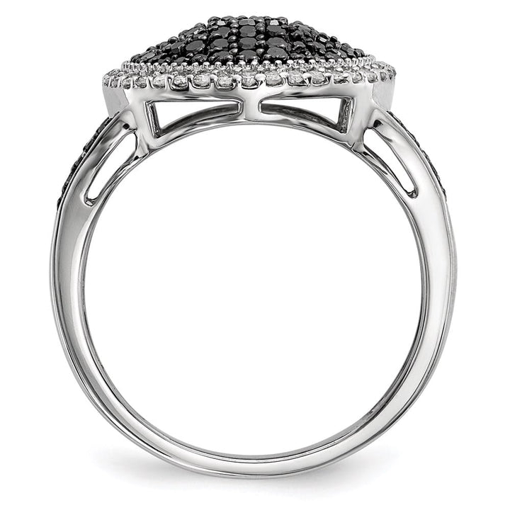 Sterling Silver White Night Black and White Diamond Round Ring