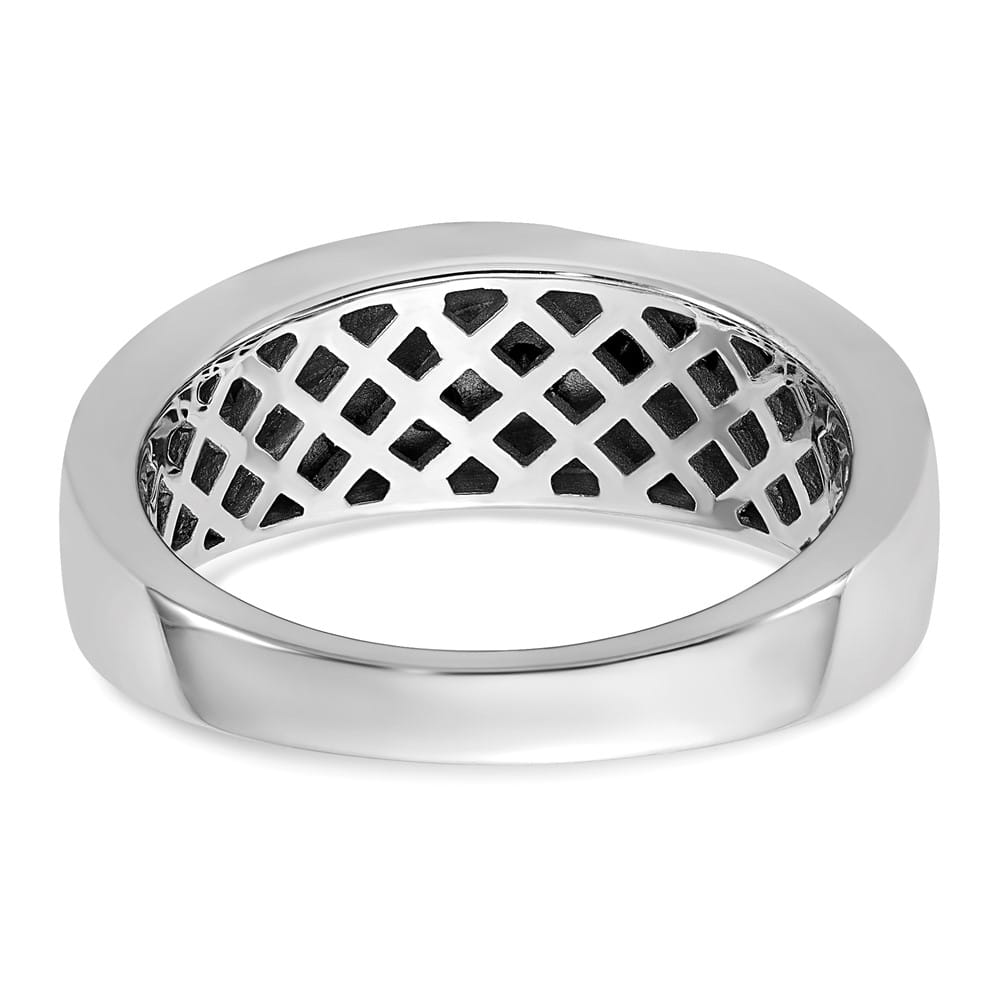 Sterling Silver White Night Black Diamond Band Men's Ring
