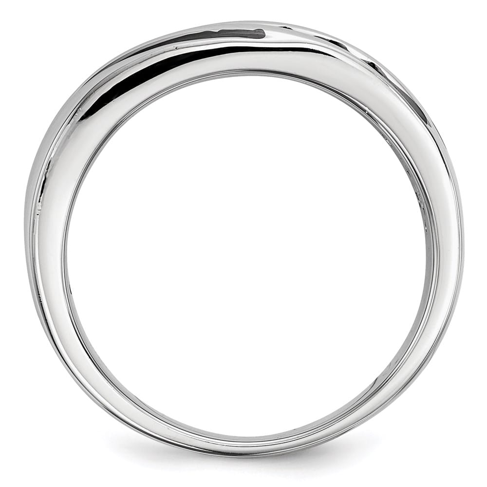 Sterling Silver White Night Black Diamond Band Men's Ring