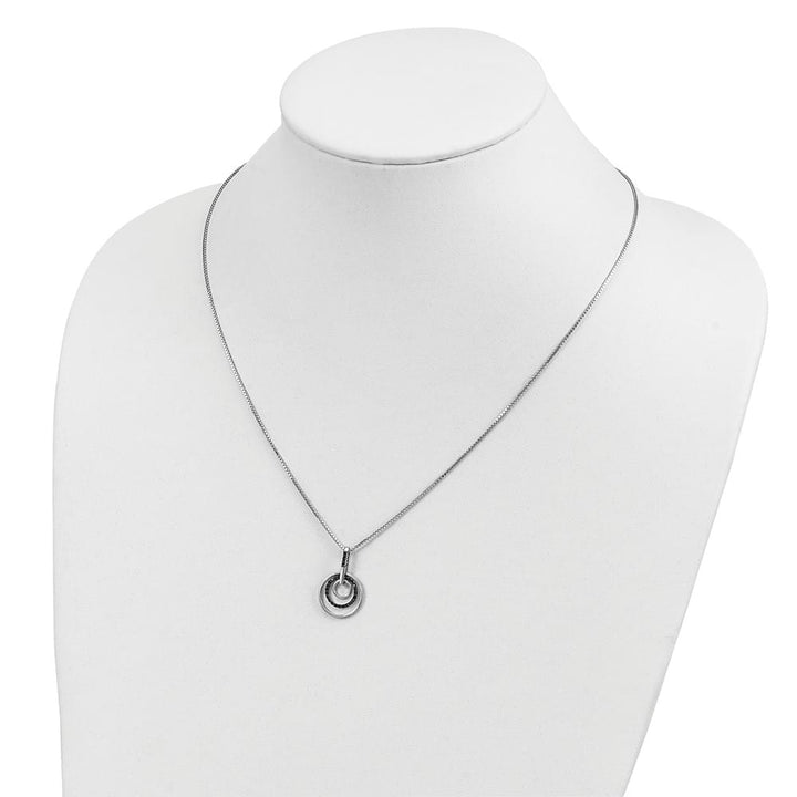 Sterling Silver White Night Black Diamond Circle 18 inch Necklace