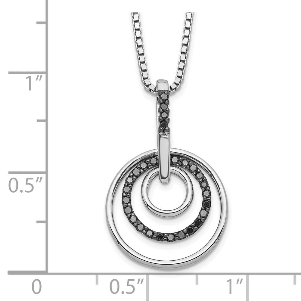 Sterling Silver White Night Black Diamond Circle 18 inch Necklace